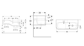 Детская раковина Geberit Bambini 90х39 см с двумя зонами Varicor белый альпийский декор синий океан/голубой 502.974.SX.2