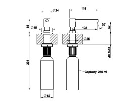 Диспенсер для моющего средства Gessi врезной 250 мл нержавеющая сталь полированая 29660#239