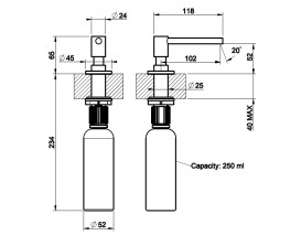 Диспенсер для моющего средства Gessi врезной 250 мл матовый черный 29658#299