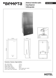 Диспенсер для жидкого мыла Bemeta Hotel 800 мл нержавеющая сталь матовая 106109085