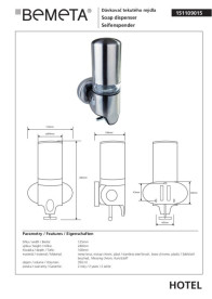 Диспенсер для рідкого мила Bemeta Hotel 350 мл нержавіюча сталь хром матовий 151109015