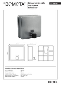 Диспенсер для рідкого мила Bemeta Hotel 1500 мл нержавіюча сталь матова 105109205
