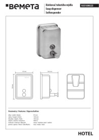 Диспенсер для рідкого мила Bemeta Hotel 500 мл матова нержавіюча сталь 105109025