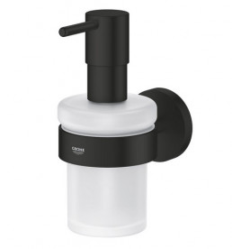 Диспенсер для жидкого мыла Grohe Essentials 160 мл с держателем металл черный матовый/матовое стекло 1022572430