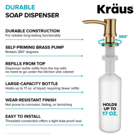 Диспенсер для жидкого мыла Kraus Boden латунь/пластик золото KSD-54BB