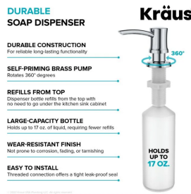 Диспенсер для жидкого мыла Kraus Boden латунь/пластик хром KSD-54CH