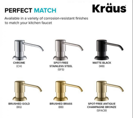 Диспенсер для жидкого мыла Kraus латунь/пластик нержавеющая сталь KSD-53SFS