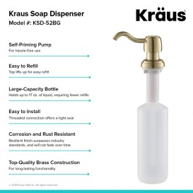 Диспенсер для рідкого мила Kraus Mylo матове золото KSD-52BG