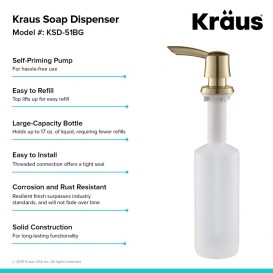 Диспенсер для рідкого мила Kraus Savan латунь / пластик матове золото KSD-51BG