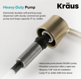 Диспенсер для рідкого мила Kraus Savan латунь / пластик матове золото KSD-51BG