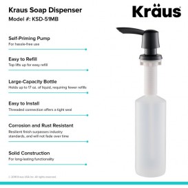 Диспенсер для рідкого мила Kraus Savan латунь / пластик матовий чорний KSD-51MB