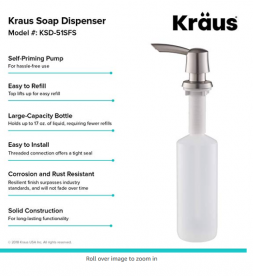 Диспенсер для рідкого мила Kraus Savan латунь / пластик матовий нікель KSD-51SFS