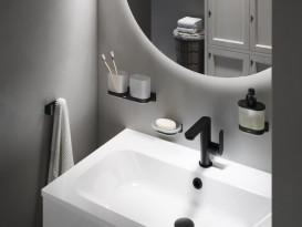 Диспенсер для рідкого мила Ravak Chrome II CR II 231 із тримачем чорний матовий X07P1380