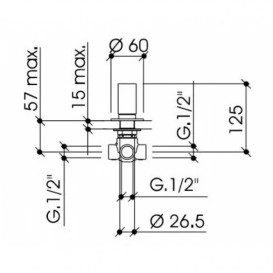 Дивертор Bonomi Showers триходовий перемикач вбудовуємий хром 112301/229B