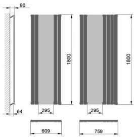 Дизайнерский радиатор Betatherm Mirror 180х60,9 см сталь черный LE 1118/08 9005M 99