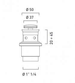 Донный клапан Catalano для раковин с переливом нержавеющая сталь хром 5PIPC300