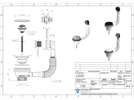 Донный клапан click-clack с переливом L.B.Plast пластик матовый белый LI232-BS