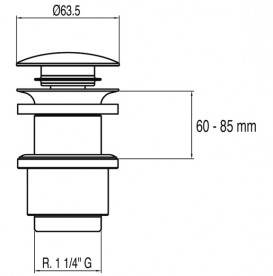 Донний клапан для дерев'яної раковини Tres герметичний Click-Clack хром 13494210
