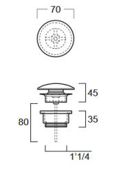 Донный клапан для раковин Simas Wave керамика белый PLCE