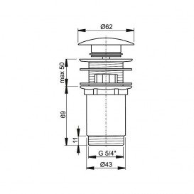 Донный клапан для раковины AlcaРlast Click-Clak с большой крышкой черный матовый A392BLACK