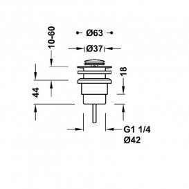 Донний клапан для раковини без переливу Tres Click-Clack хром 134215026