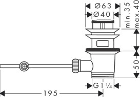 Донний клапан для раковини Hansgrohe матовий чорний 94139670