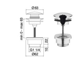 Донний клапан для раковини Treemme з засувкою чорний матовий RTSA117NN