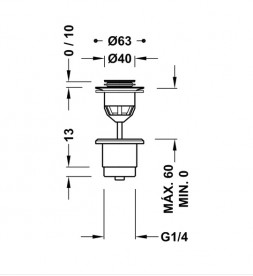 Донный клапан для раковины Tres Click-Clack золото 24284002OR
