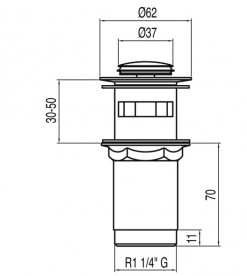 Донный клапан для раковины Tres с водосливом Click-Clack хром 13454110