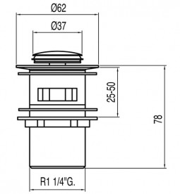 Донний клапан для раковини Tres з водозливом Click-Clack хром 13454190