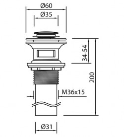 Донный клапан для раковины Tres с водосливом Click-Clack хром 03454002