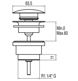 Донный клапан для раковины Tres Simple-Rapid Click-Clack хром 161840