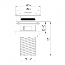 Донный клапан для раковины Volle click-clack с переливом латунь черный матовый 9000.104404