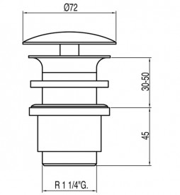 Донний клапан для вільної раковини Tres хром 13424020