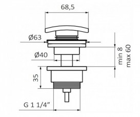 Донный клапан GRB Hydro Black Click-Clack черный 05055022