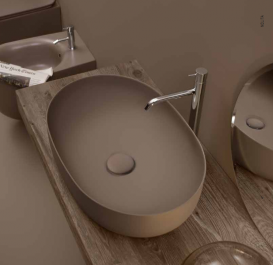 Донный клапан Kerasan клик-клак с накладкой из керамики коричневый орех 923381