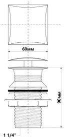 Донный клапан McAlpine для раковины без перелива click-clack 1¼ латунь хром CWU60SQCB