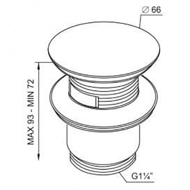 Донний клапан Prevex click-clack з великою заглушкою з переливом метал A142-01