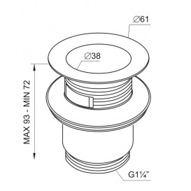 Донный клапан Prevex click-clack с малой заглушкой с переливом металл A143-01