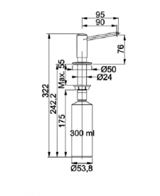 Дозатор для миючого засобу Franke Neptun SDR 300 мл хром 119.0155.993
