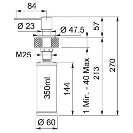 Дозатор для миючого засобу Franke Sirius 350 мл онікс 119.0500.491