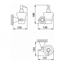 Дозатор для рідкого мила Devit Charlestone з тримачем білий/бронза 8024142B