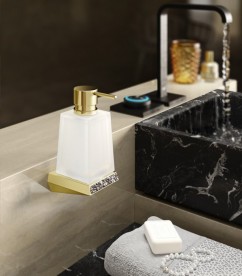 Дозатор для жидкого мыла Sonia S8 SWK Sophisticated Soul настенный матовое стекло/латунь/камни Swarovski золото 165032