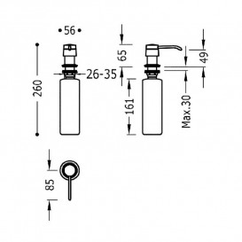 Дозатор для рідкого мила Tres врізний 400 мл метал матовий чорний 13474110NM