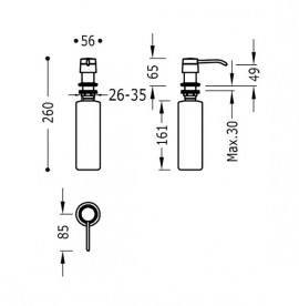 Дозатор для жидкого мыла Tres врезной хром 13474110