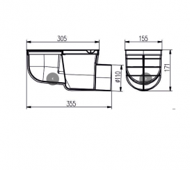 Дощоприймач MCH з горизонтальним випуском поліпропілен сірий 325 Gs