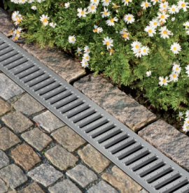 Дренажный канал AlcaPlast 100 мм без рамки с оцинкованной решеткой Т-образного профиля AVZ101-R101