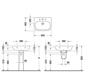 Раковина для ванной подвесная Duravit коллекция D-Code белая 23106000002
