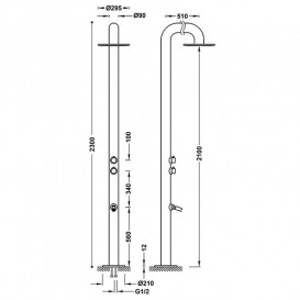 Душ для сада и бассейна Tres Public Spaces нержавеющая сталь 13499504