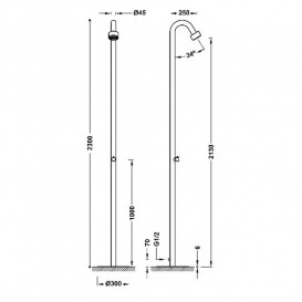 Душ для сада и бассейна Tres Public Spaces нержавеющая сталь 13499503